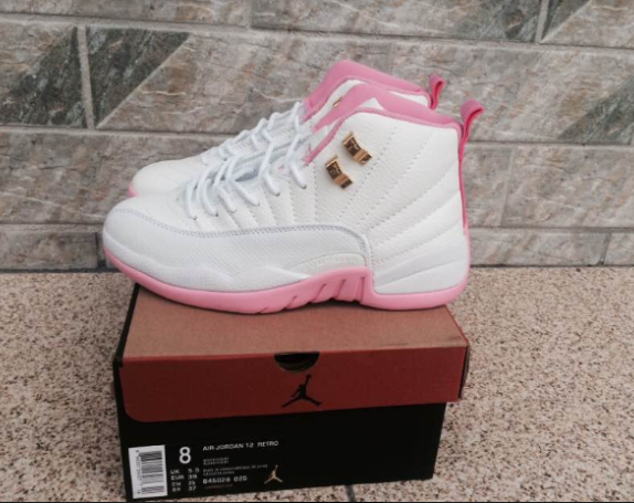 Real Women Jordan 12 Pink White Shoes